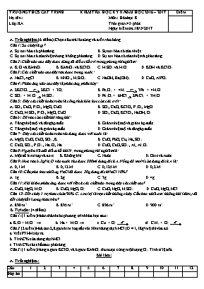 Đề kiểm tra học kỳ II môn Hóa học Lớp 8 - Năm học 2016-2017 - Trường THCS Cát Trinh